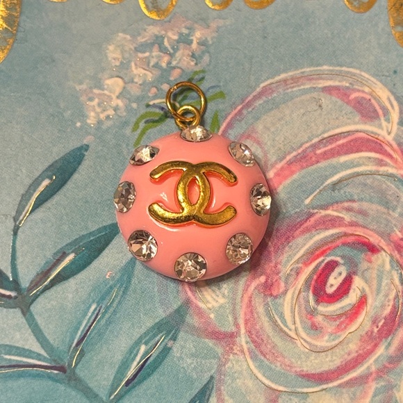 CHANEL Pink and Gold with Silver Rhinestones Charm - Picture 1 of 8